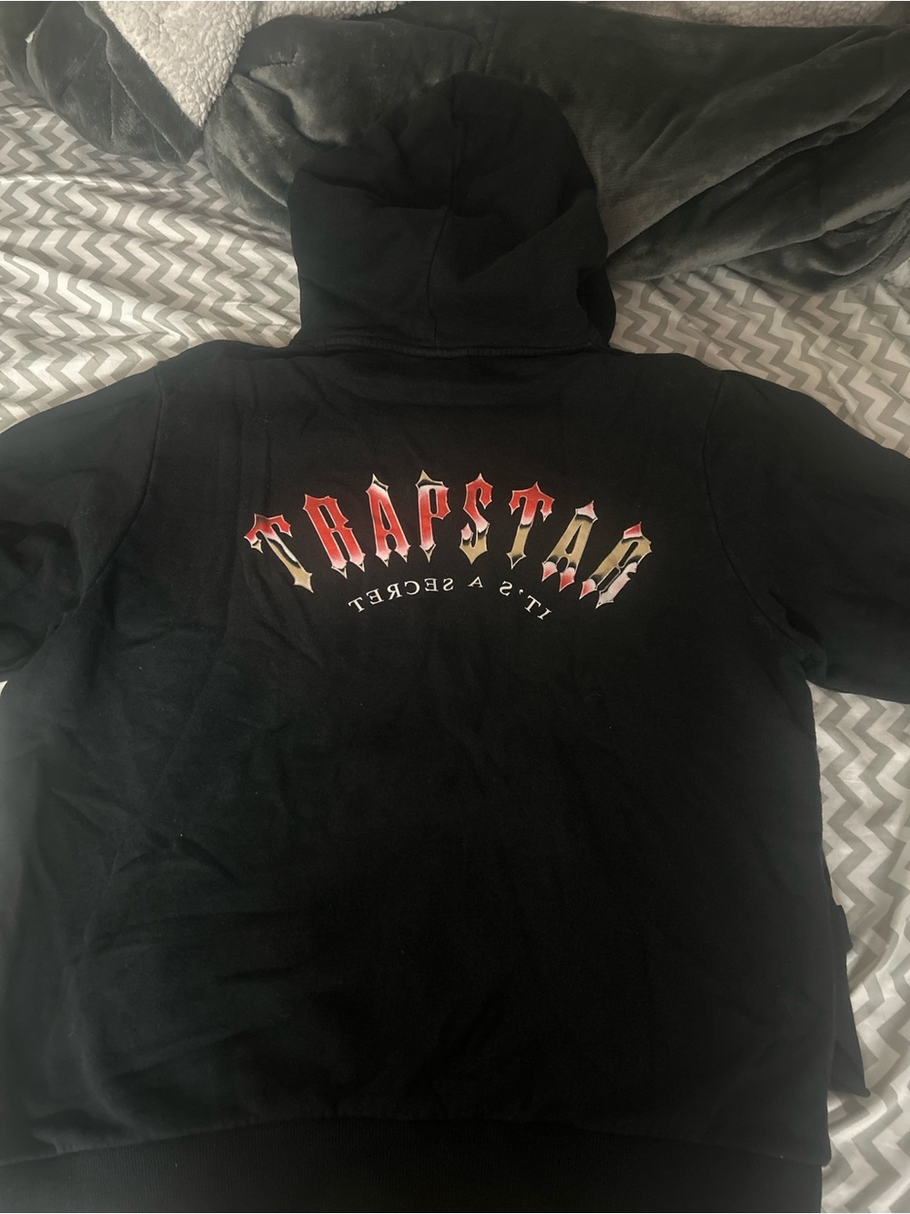 Black Kids' Trapstar Graphic Hoodie with Flame Logo